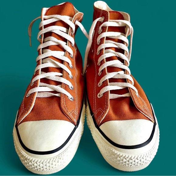 Converse 1980s Made in USA Burnt Orange High Top Vintage Sneakers Sz 11.5 RareOG - Picture 8 of 16